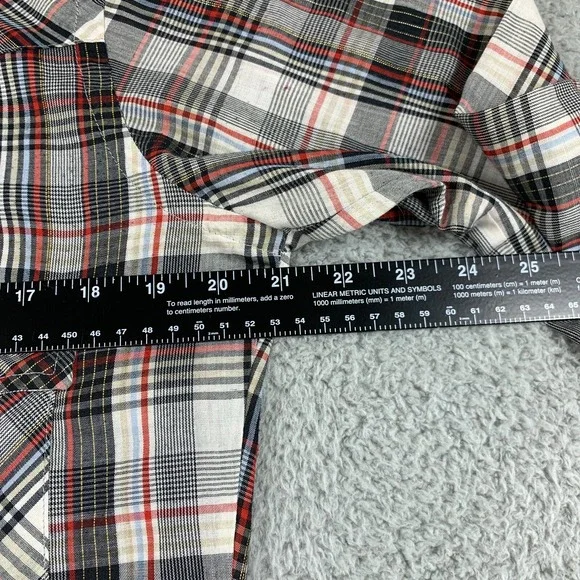 Vintage Wrangler Shirt Mens 15/33 Grey Plaid Western Pearl Snap 70's Made In USA - Picture 6 of 11